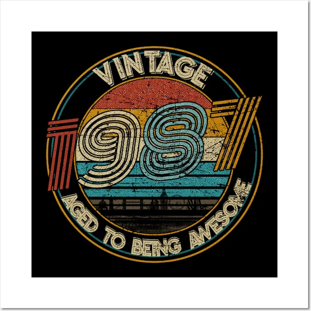 Vintage 33rd birthday gift tshirt for men women Classic 1987 Wall Art by TeeBlade